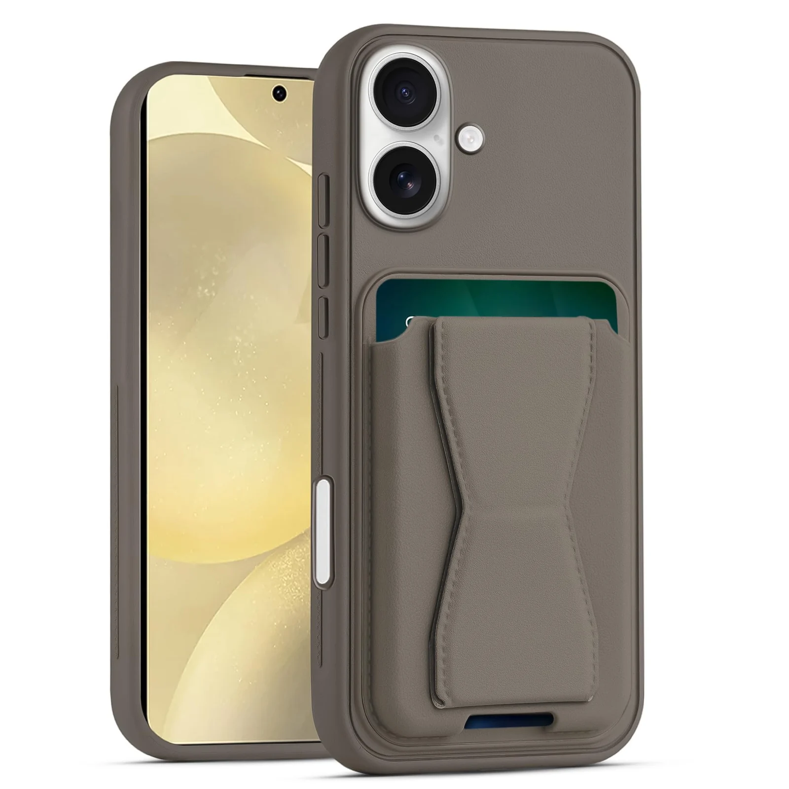 DL3 Mobilak Leather Wallet Case with Card Slot for iPhone 17 6.3-Inch with Camera Protection and Shockproof Design - Titanium