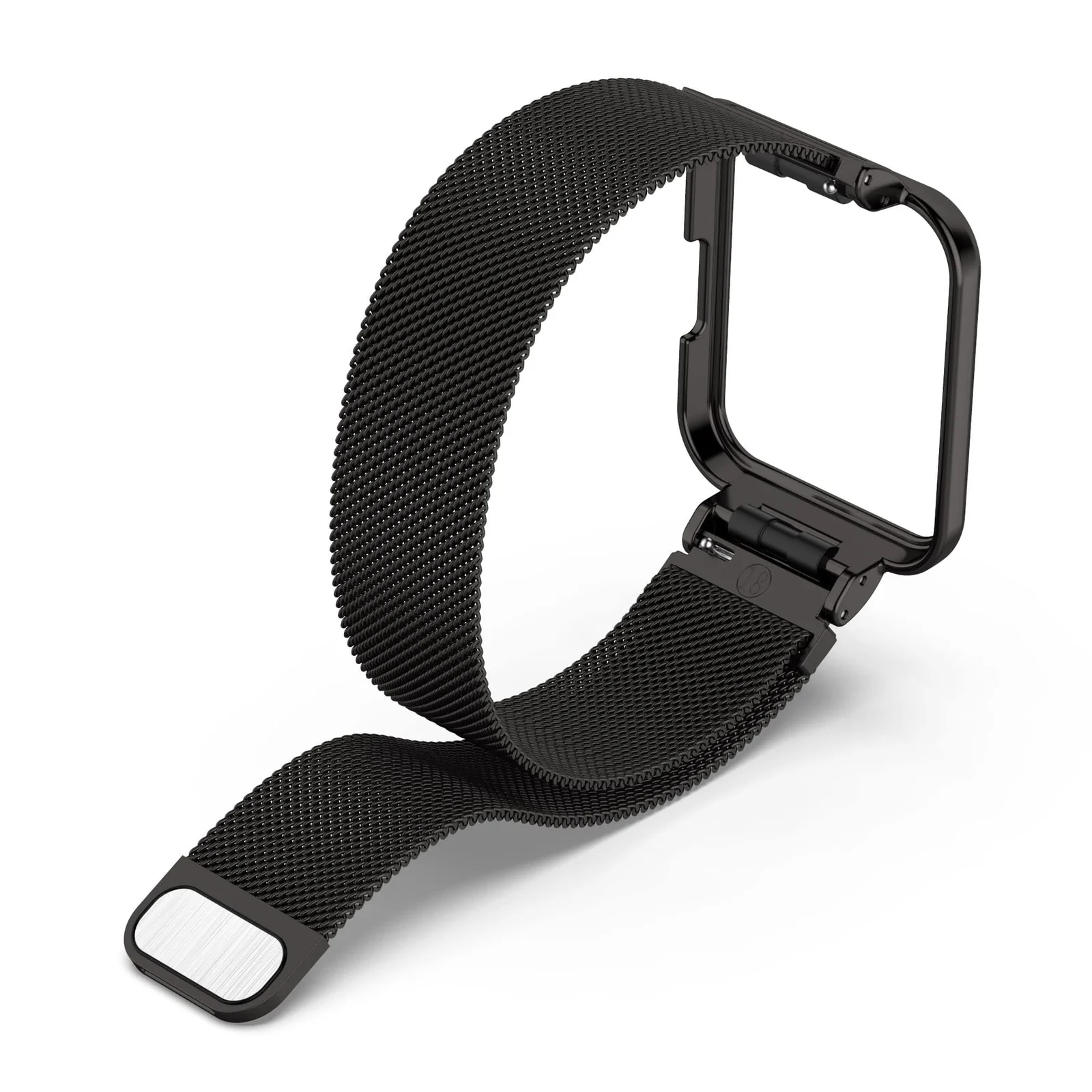 DL3 Mobilak Strap For Xiaomi Redmi Watch 2 Lite/Poco Watch/Redmi Watch 2 / Horloge 2, Magnetic Metal Stainless Steel Adjustable Wristbands Breathable Watch Band With Frame Metal - Black