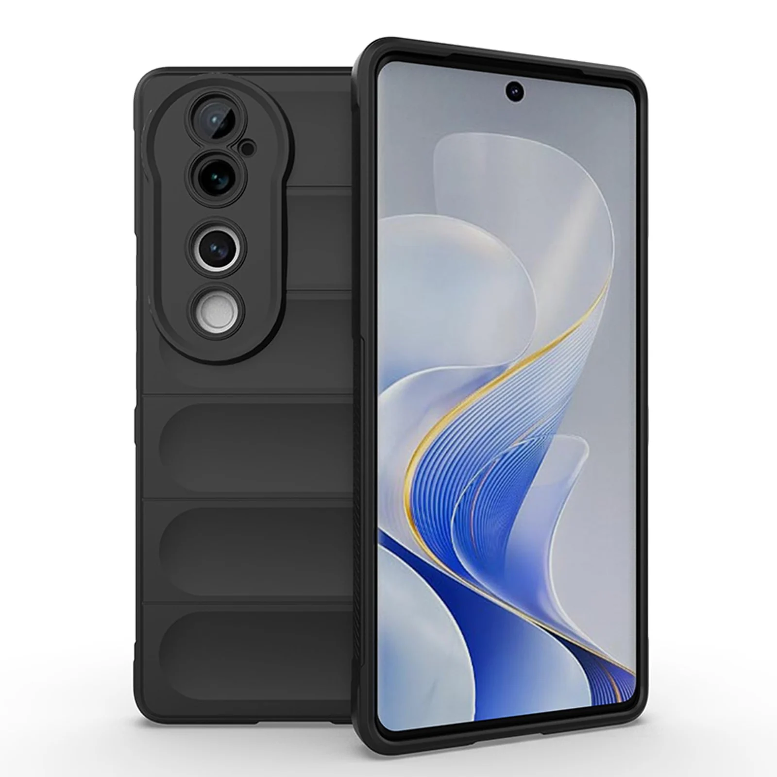 DL3 Mobilak Silicone Case for Vivo V40 5G / Vivo V40 Pro 5G Heavy Duty Protective [Slim Fit] Shockproof Soft Flexible Protective Design Shock-Absorption TPU Cover With Camera Protection - Black