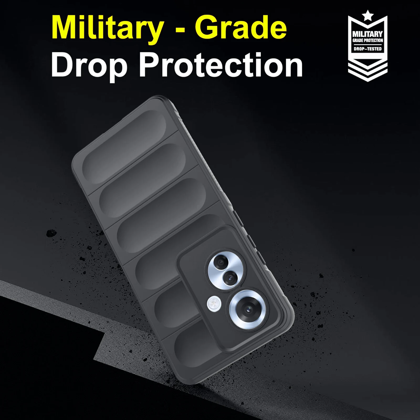 DL3 Mobilak Rugged Protective Case for OPPO Reno 11F / Reno11 F 5G, Camera protection, Shock-absorbing protection, Non-slip grip - Dark Gray
