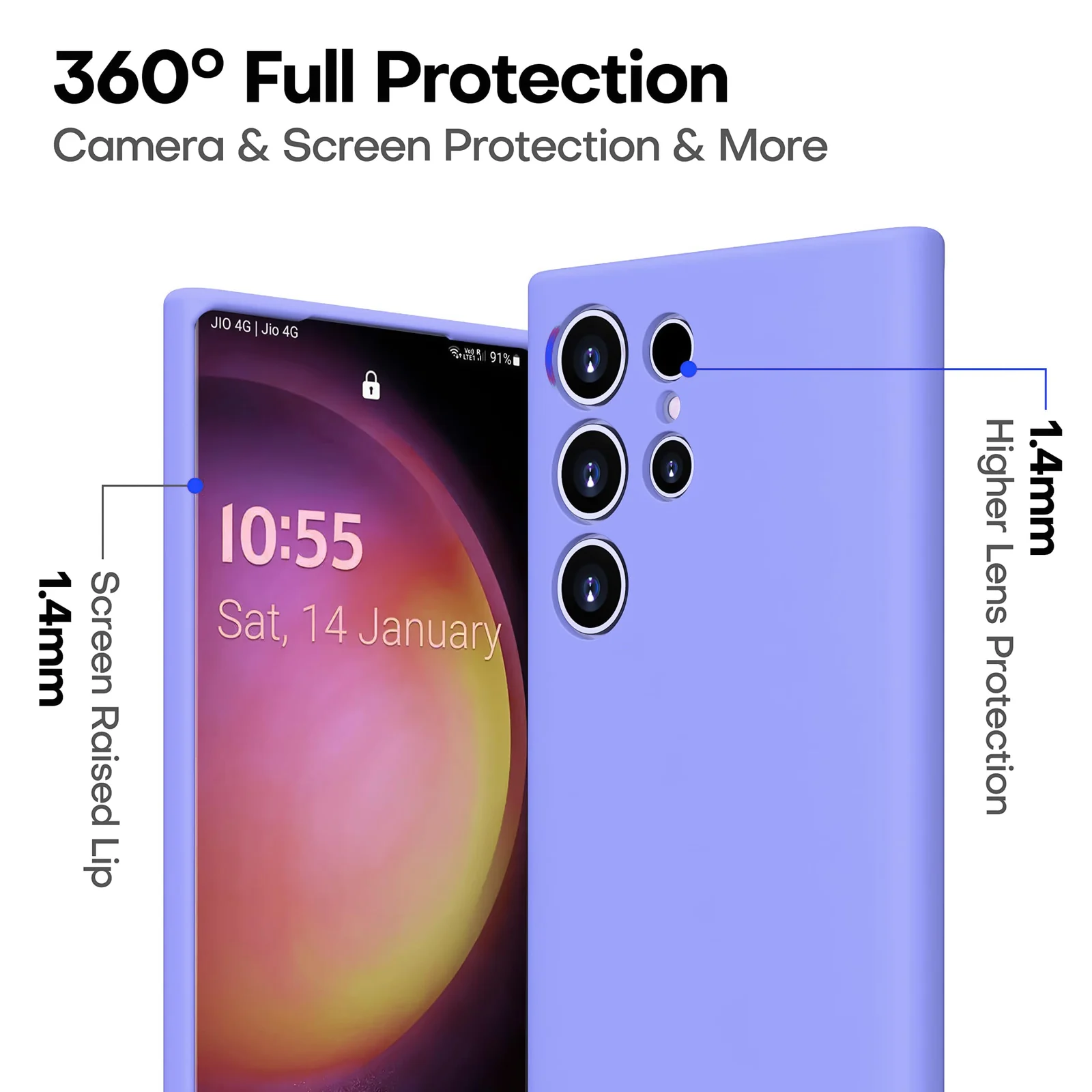 DL3 Mobilak Soft Silicone Protective Case for Samsung Galaxy S22 Ultra 5G with Microfiber Lining and Shockproof Design - Baby Blue