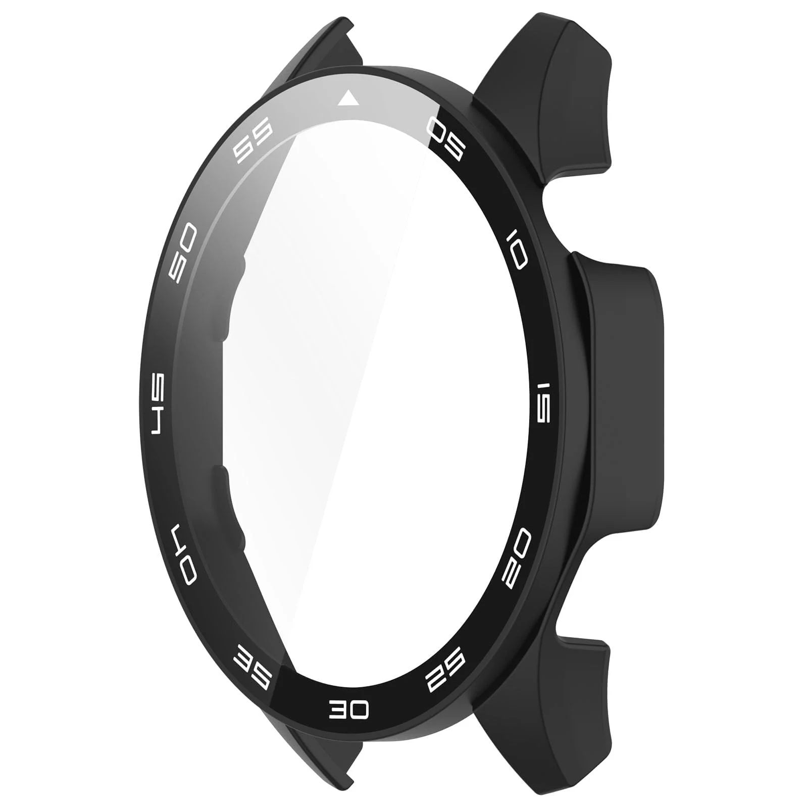 DL3 Mobilak Protective Case for Huawei Watch GT 4 46mm, Hard PC Bumper Cover with Built-in Tempered Glass Screen Protector Shell Cover Full Coverage Scratchproof with Scale - Black