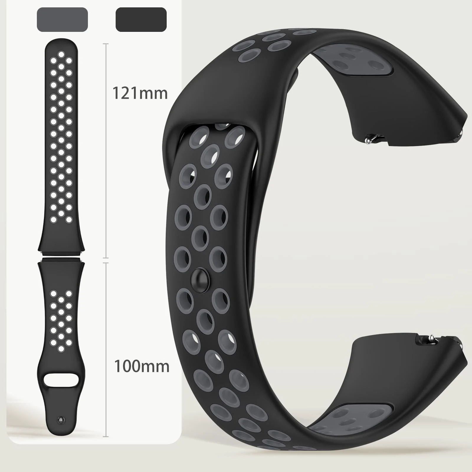 DL3 Mobilak Strap Silicone Compatible With Xiaomi Redmi Watch 3 Active/Redmi Watch 3 Lite, Sport Silicone Watch Band Wrist Strap, Bracelet Wristband Wrist Strap - Black Grey