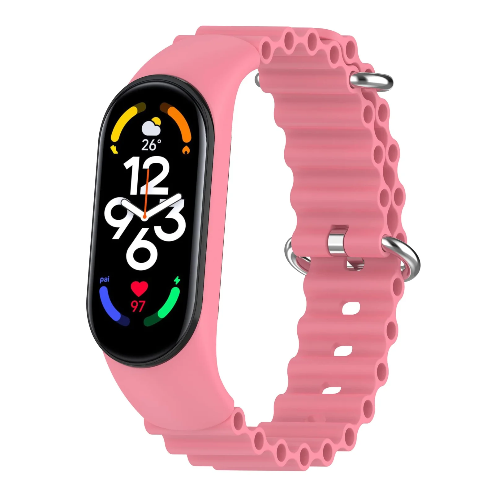 DL3 MOBILAK Ocean Band for Xiaomi Mi Band 7/Mi Band 6/Mi Band 5/Mi Band 4/Mi Band 3,Adjustable Silicone Stretchy Sport Strap Women Men Replacement Wristband - Rose Pink