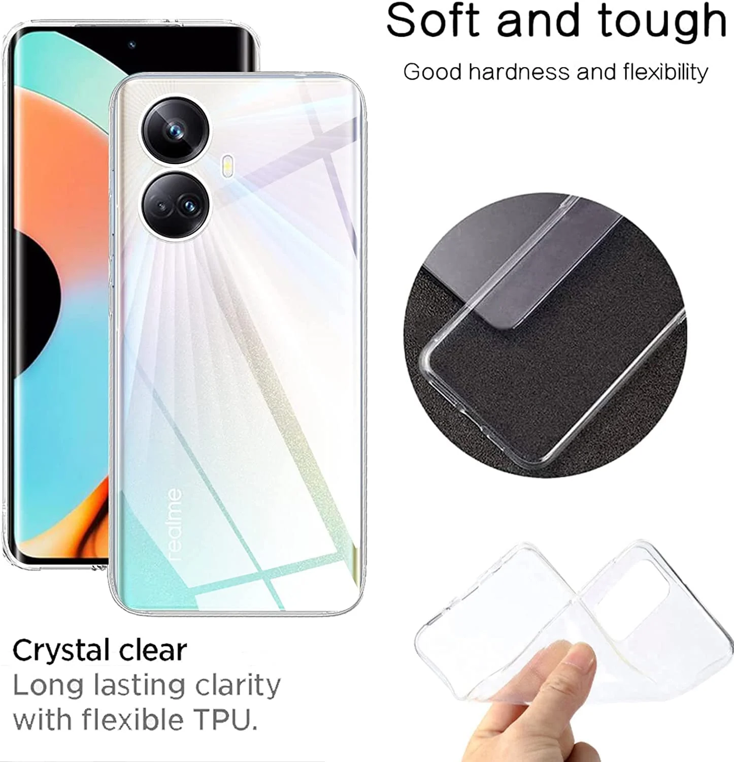 DL3 Mobilak Clear TPU Protective Case for realme 10 pro plus with Camera Protection and Shockproof Design - Clear