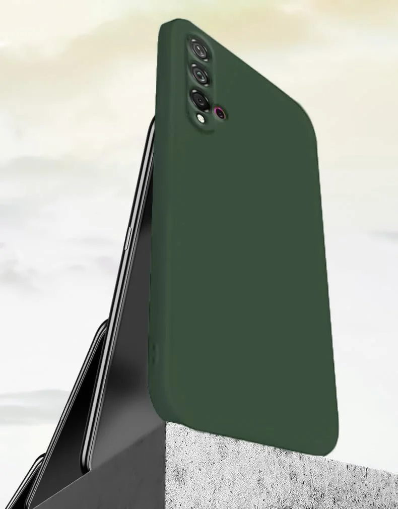 DL3 Mobilak Liquid Silicone Case for Huawei nova 5T, Shock-absorbing protection, Scratch-resistant surface, Soft microfiber lining - Green