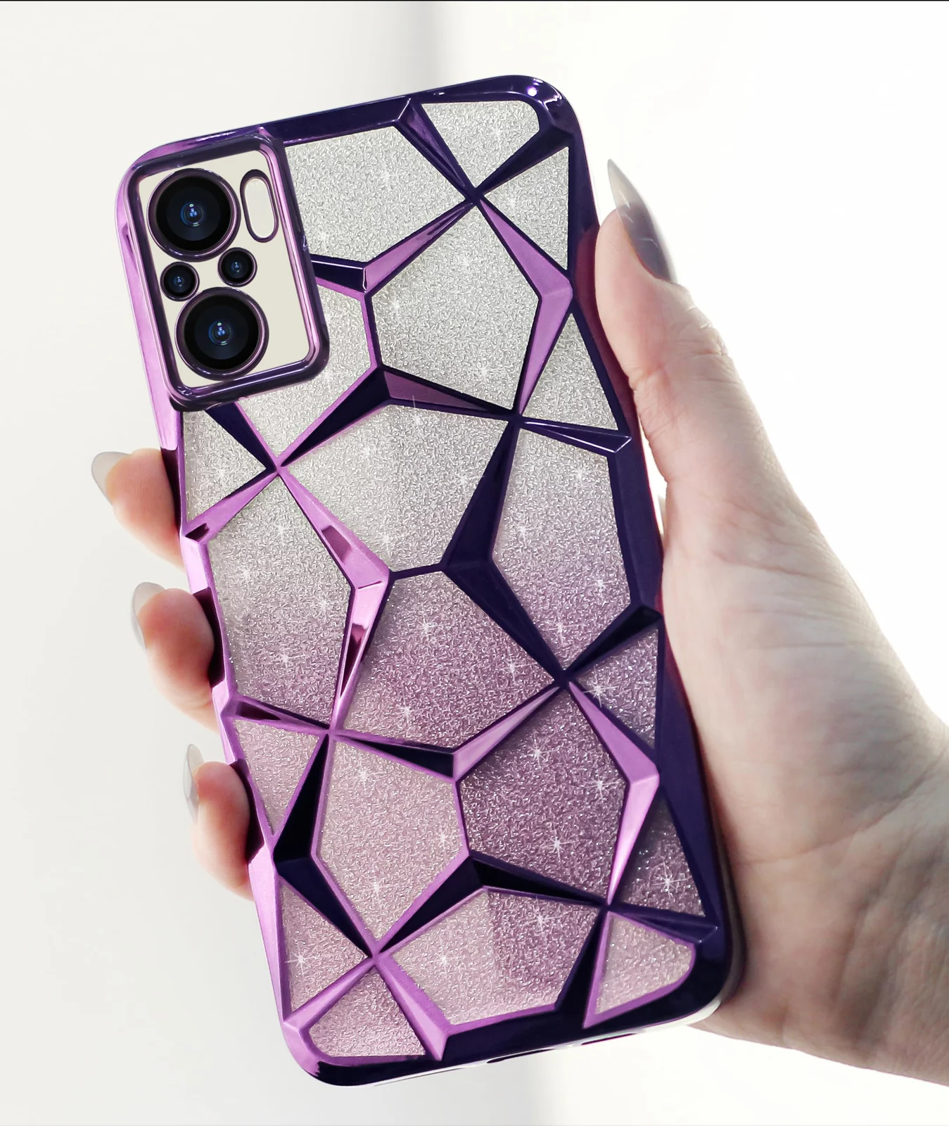 DL3 MOBILAK Compatible with Xiaomi Redmi Note 10 4G / Note 10S Case Plating Bling Gradient Glitter Clear Cover Soft TPU Silicone Cute Camera Protection Shockproof Back for Women Girls Case - Purple