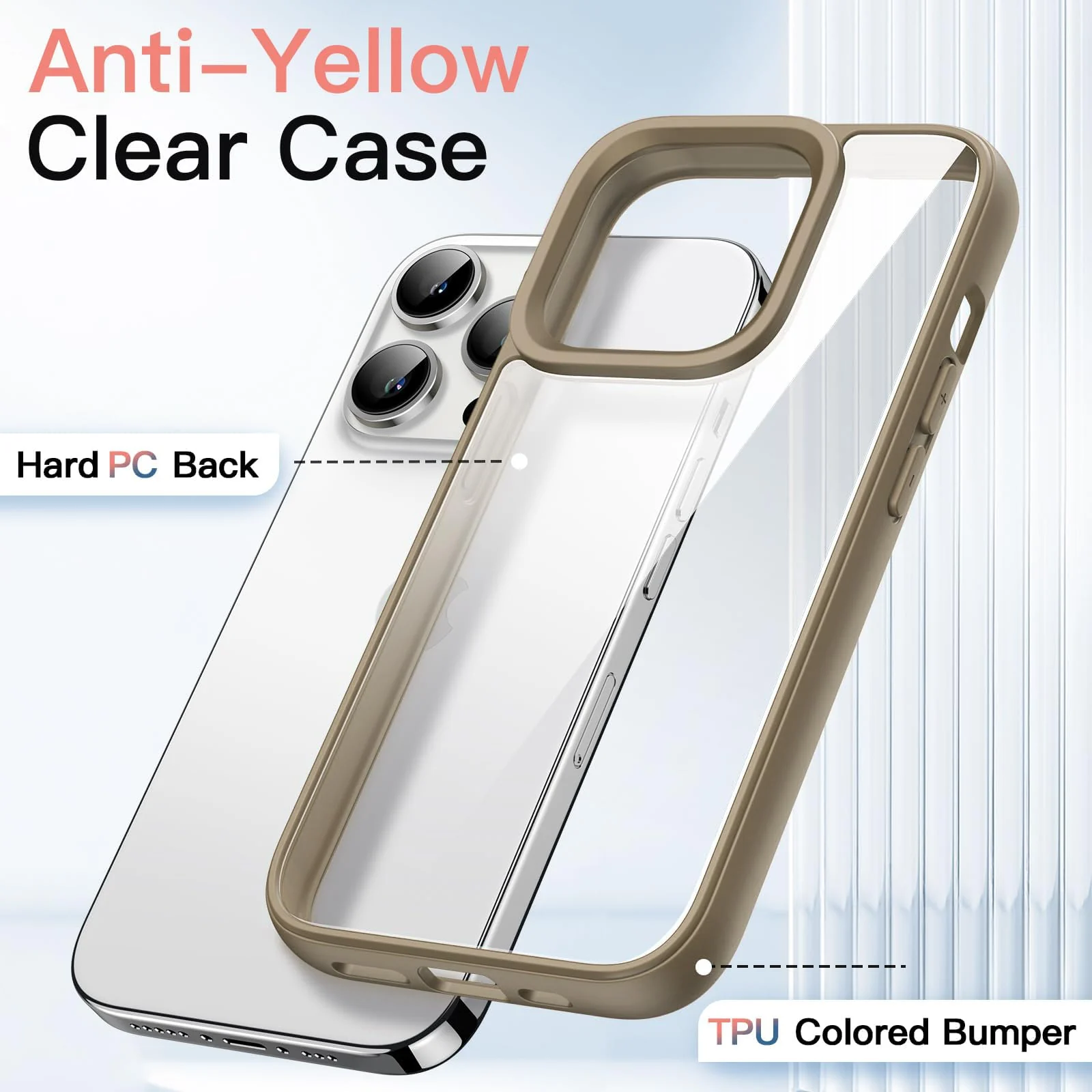 DL3 Mobilak Case For iPhone 16 Pro - 6.3-Inch, Crystal Clear [Not Yellowing] [Military Grade Drop Protection] Shockproof Protective Slim Cover - Desert