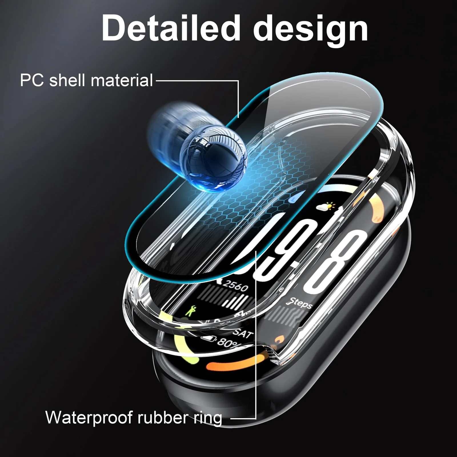 DL3 Mobilak PC Protective Case for Xiaomi Smart Band 10 with Shockproof Design - Clear