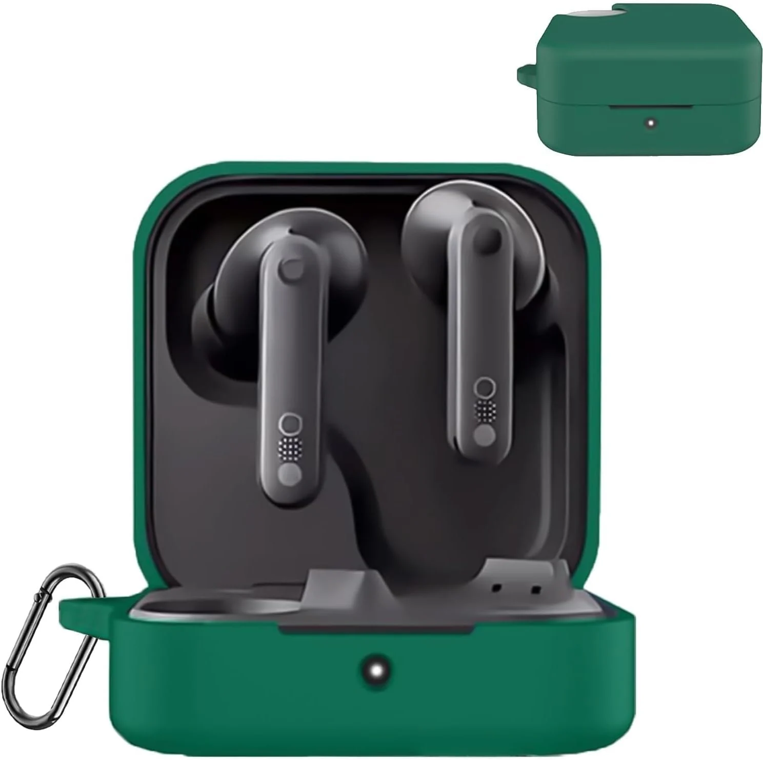 DL3 Mobilak Compatible with Nothing CMF Buds 2a Case Cover, Soft Silicone Shockproof Protective Case Wireless Earbuds with Carabiner, Front LED Visible - Green