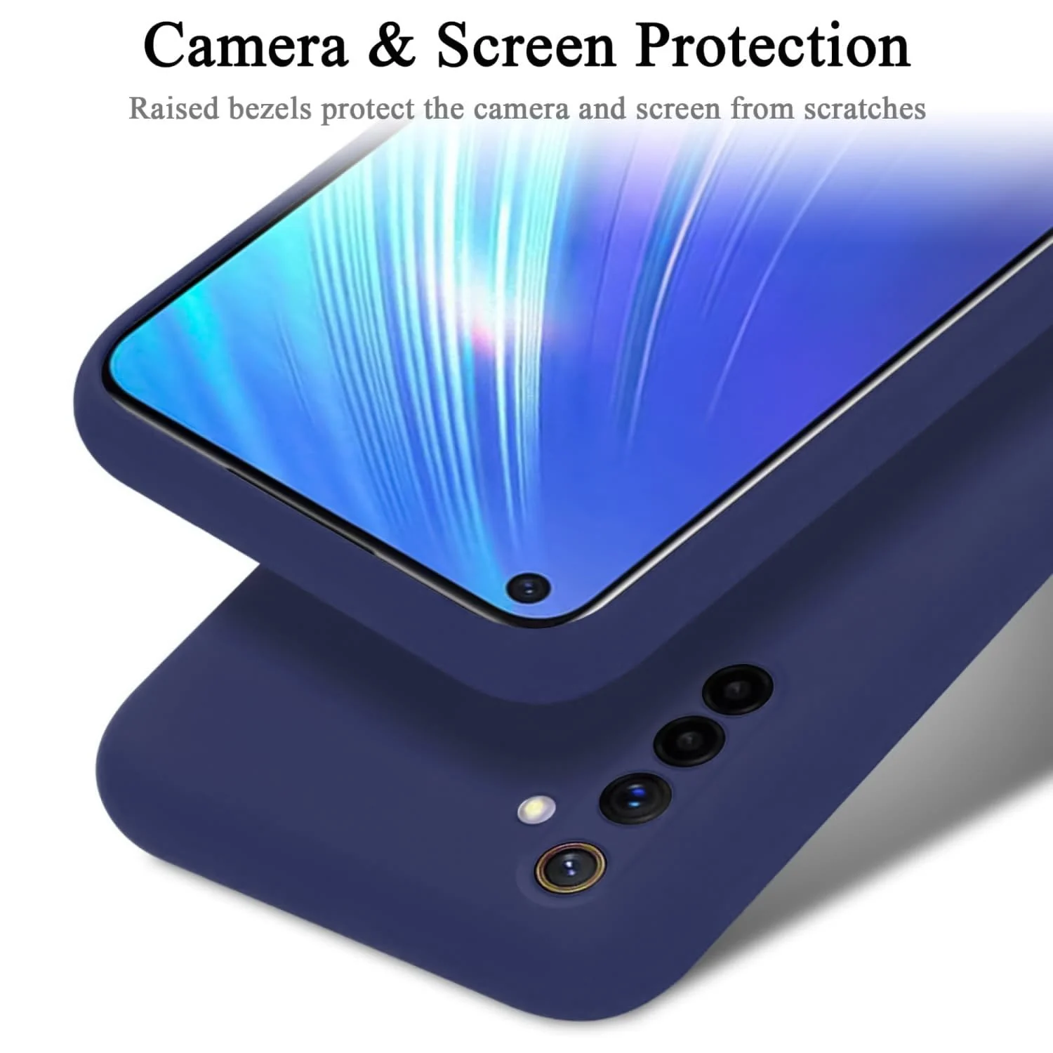 DL3 Mobilak Liquid Silicone Protective Case with Soft Microfiber Lining with Full Camera Protection for realme 6 Pro - Blue 2