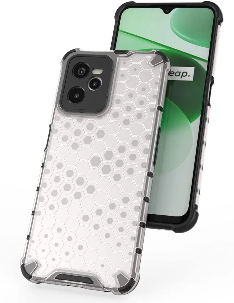 DL3 Mobilak Honeycomb Protective Case for OPPO realme C35 / Narzo 50A Prime, Shock-absorbing protection, Transparent design, Slim, lightweight profile - Clear