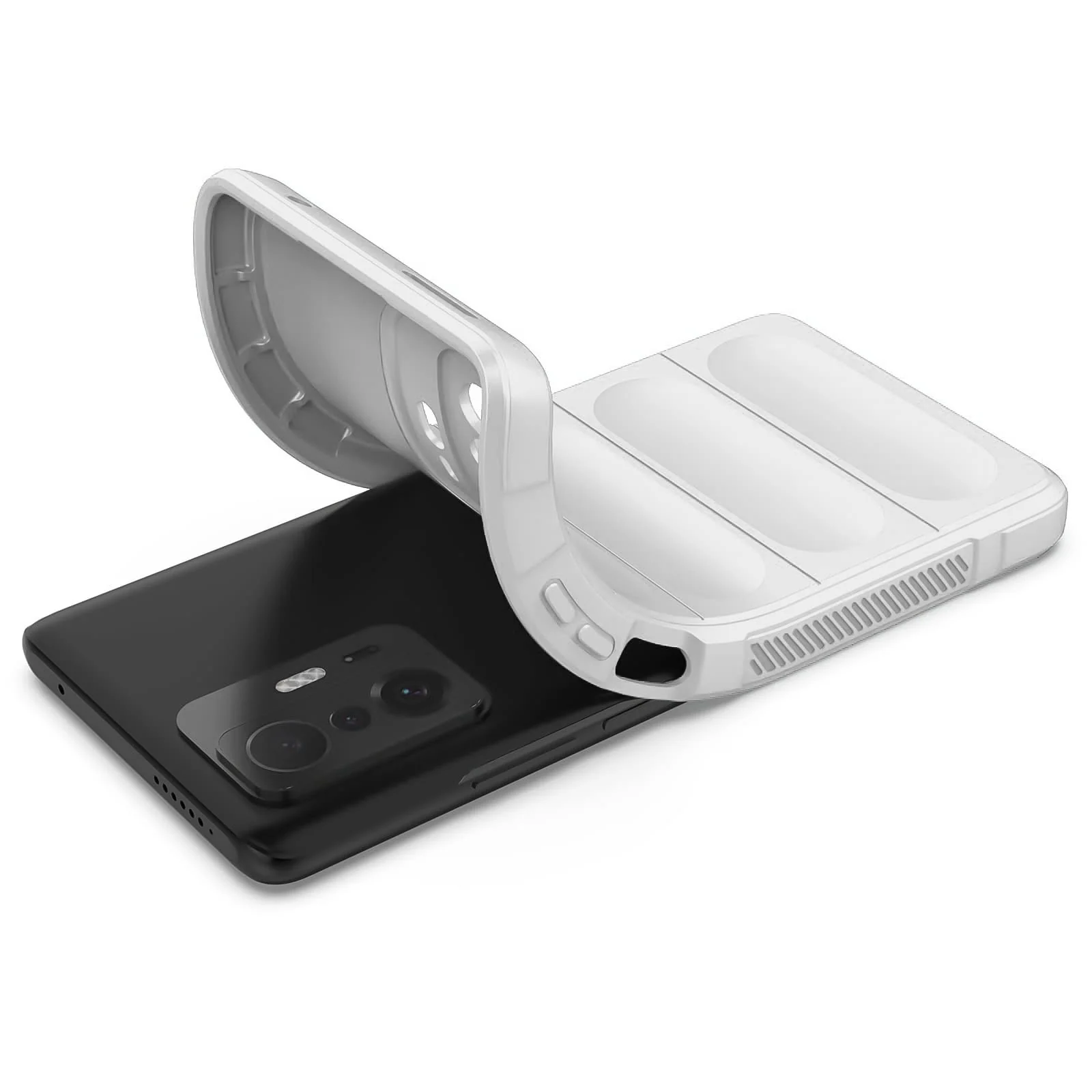 DL3 Mobilak Silicone Case for Xiaomi 11T 5G / Xiaomi 11T Pro 5G Heavy Duty Protective [Slim Fit] Shockproof Soft Flexible Protective Design Shock-TPU Cover With Camera Protection - White