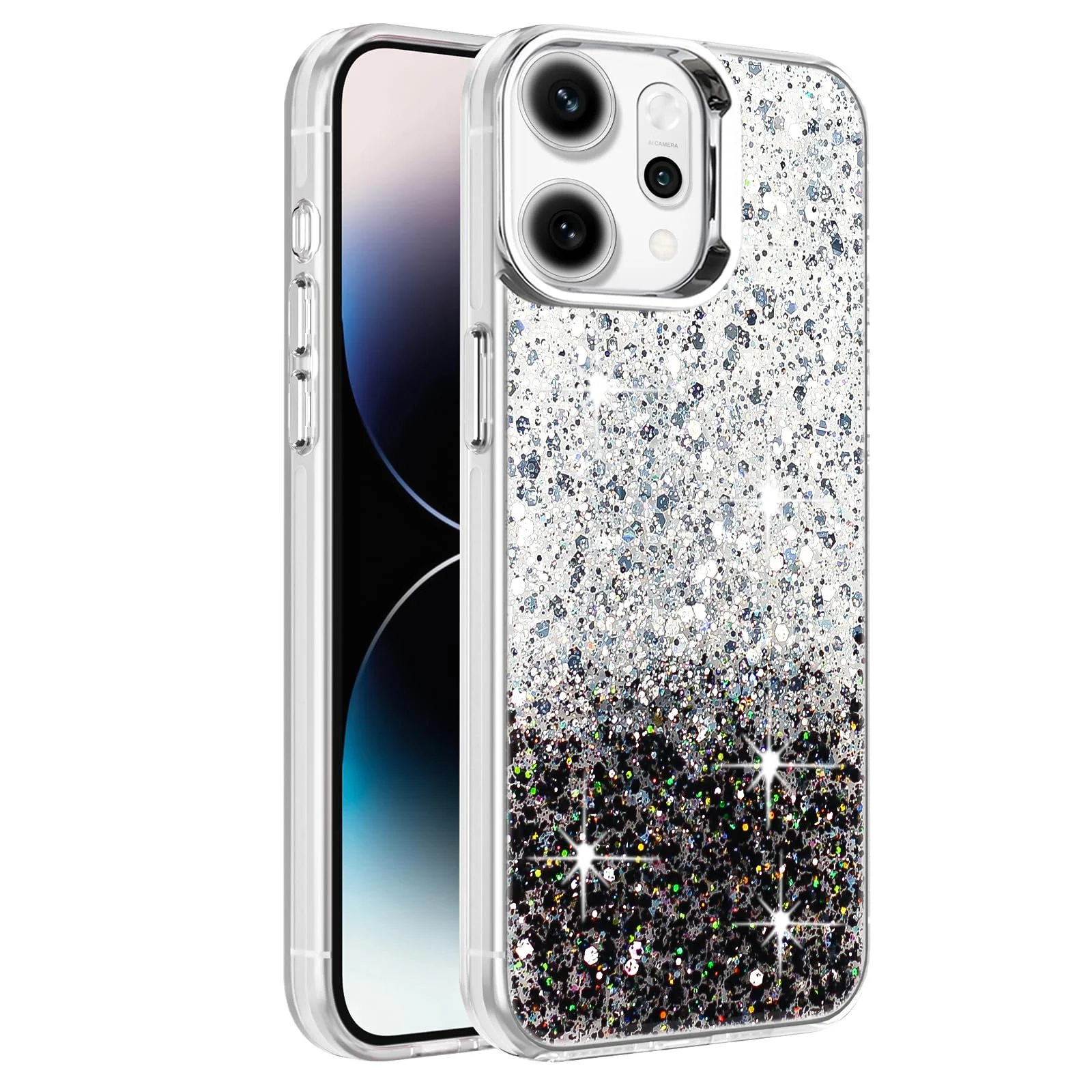 OPPO Reno 14 5G — DL3 Mobilak Glitter Protective Case for OPPO Reno 14 5G, Supports wireless charging, Camera protection, Shock-absorbing protection