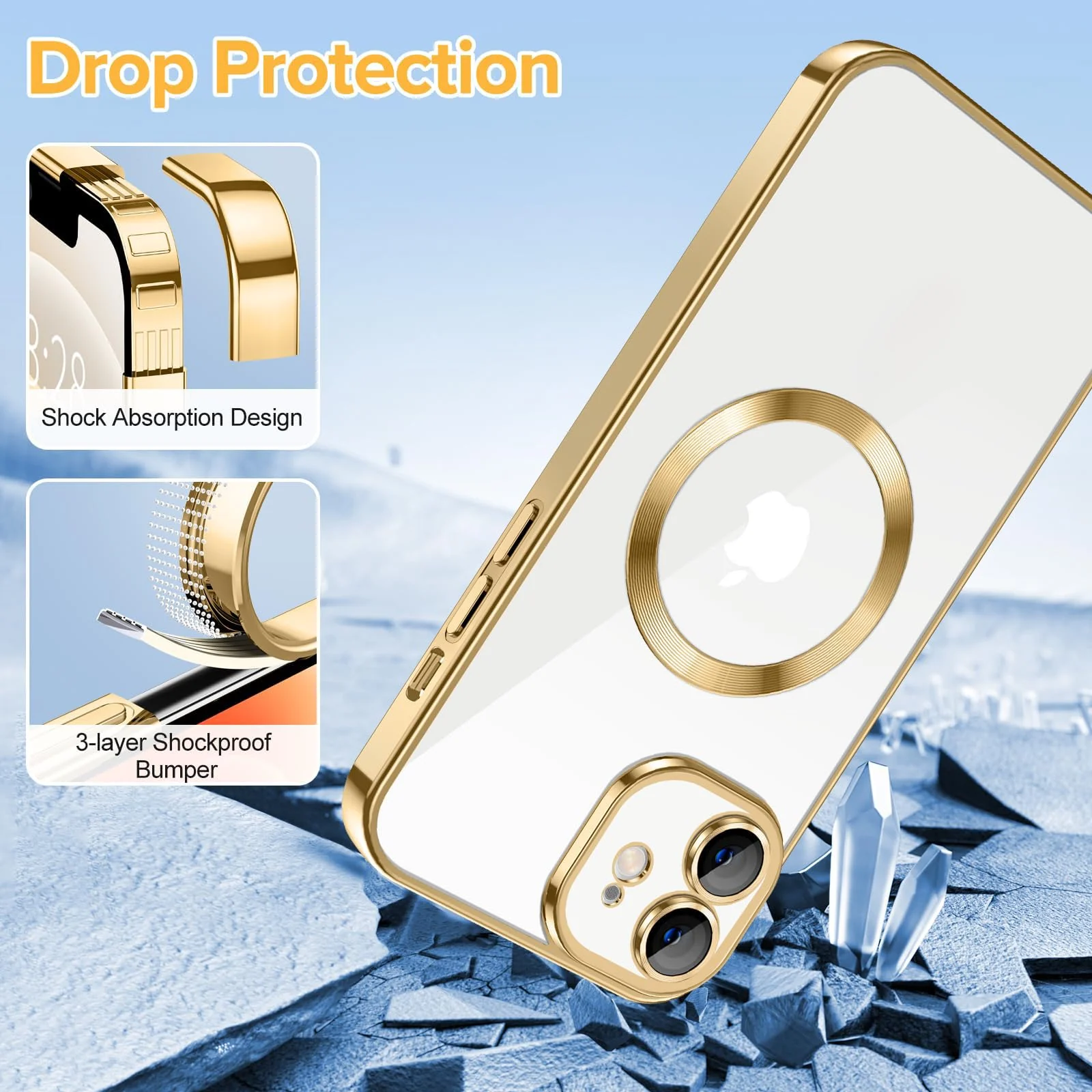DL3 Mobilak Plated-Edge TPU Protective Case with Camera Protection for iPhone 12 - Gold