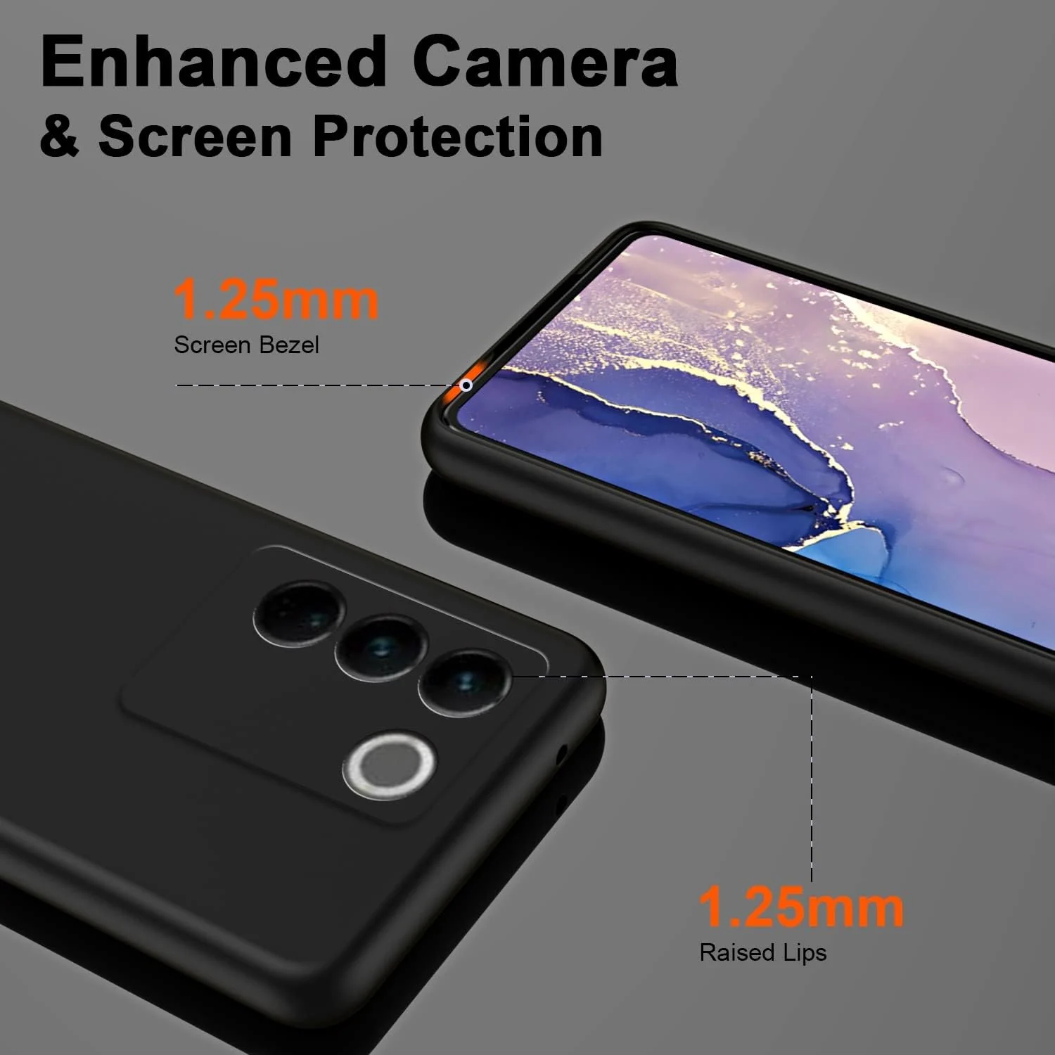 DL3 Mobilak Liquid Silicone Protective Case for vivo V27e / vivo S16e with Microfiber Lining and Shockproof Design - Black