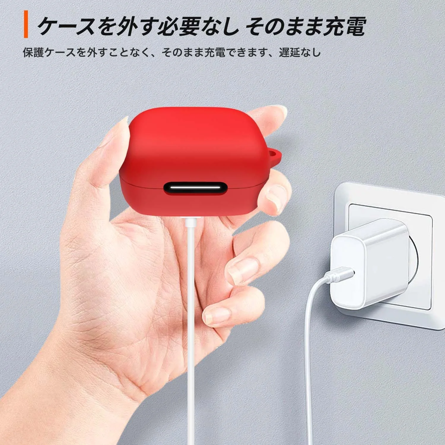 DL3 Mobilak Compatible with Anker Soundcore R50i NC/Anker P30i Case Cover, Soft Silicone Shockproof Protective Case Wireless Earbuds with Carabiner, Front LED Visible - Red