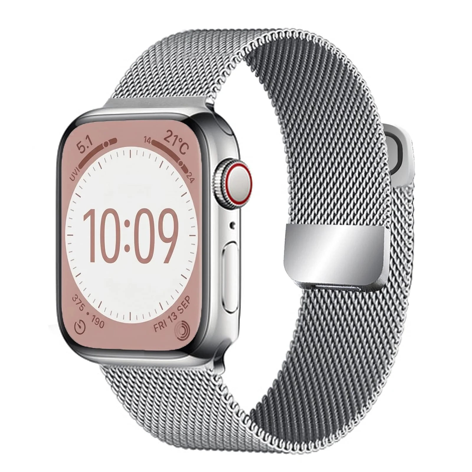 DL3 Mobilak Stainless Steel Magnetic Strap For Apple Watch Band 49mm 45mm 44mm 42mm 41mm 40mm 38mm, Metal Wristband for iWatch Ultra Series 9 8 7 SE 6 5 4 3 2 1 (38mm/40mm/41mm) - Silver