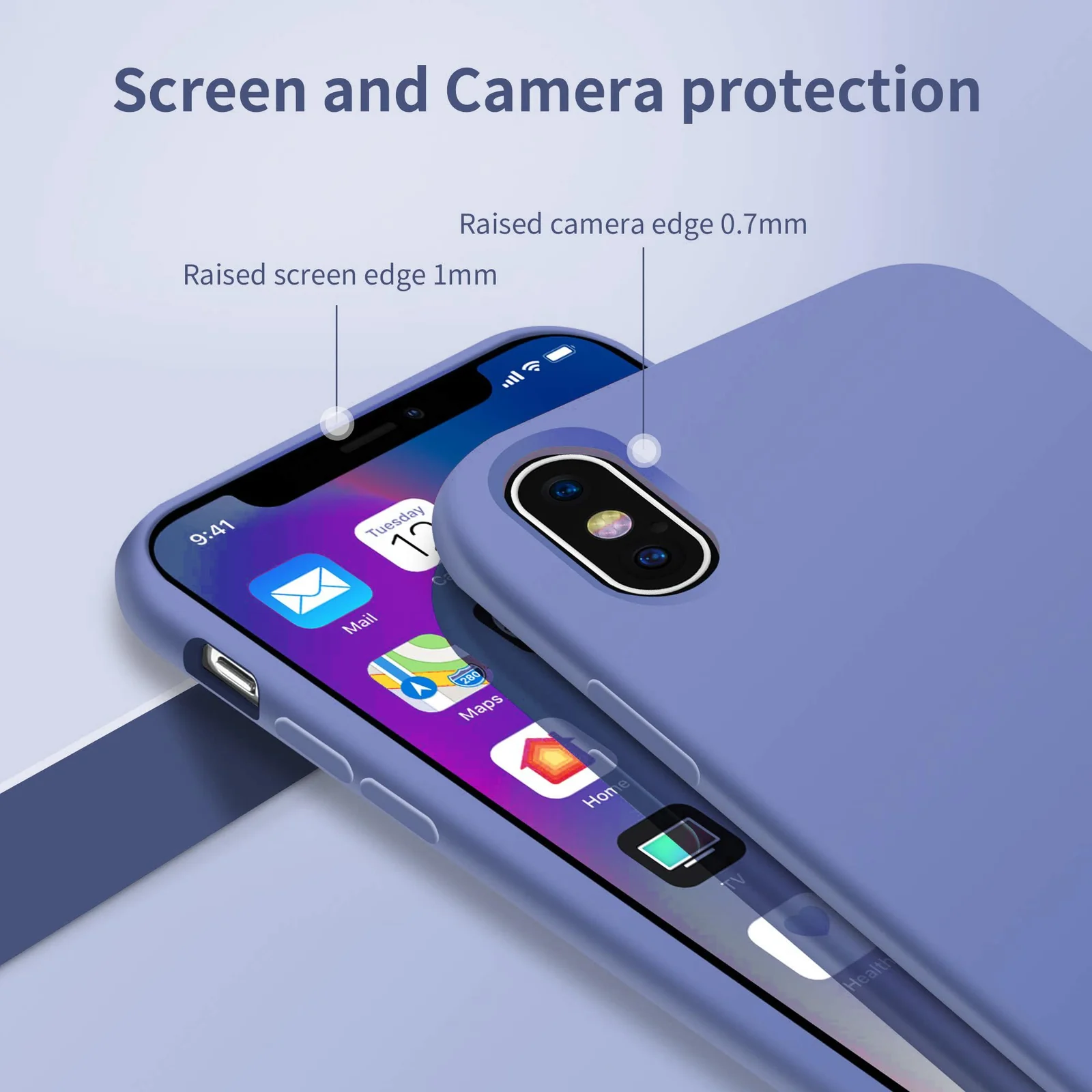 DL3 Mobilak Liquid Silicone Case for iPhone X / iPhone XS, Shock-absorbing protection, Scratch-resistant surface, Soft microfiber lining - Lavender Green