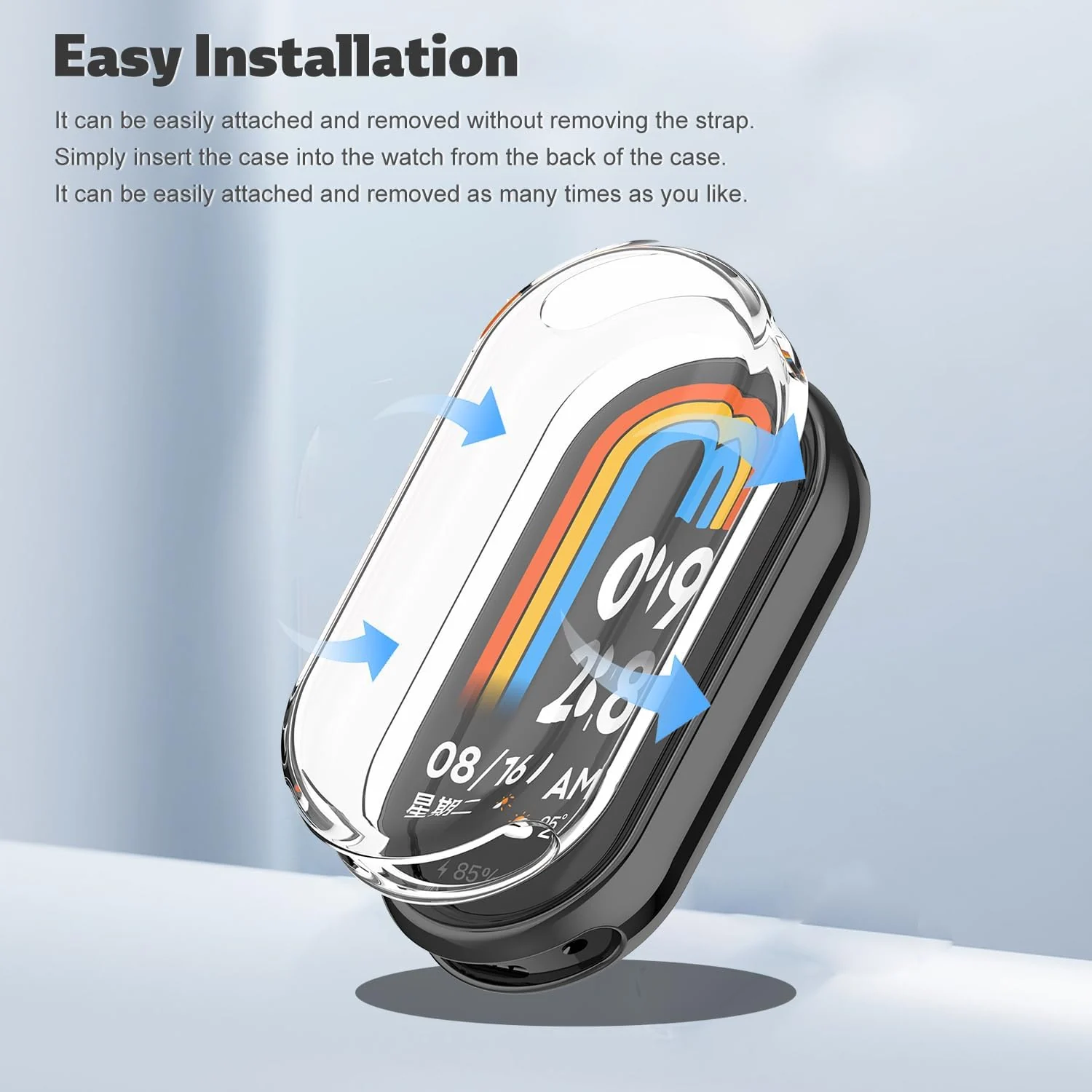 DL3 Mobilak Case Cover for Xiaomi Mi Band 10/9 / 8, Soft HD TPU Film Case, Lightweight cover, Anti-Scratch and Anti-Fall for Protective Shell For Xiaomi Smart Band 10/9/8 - Clear