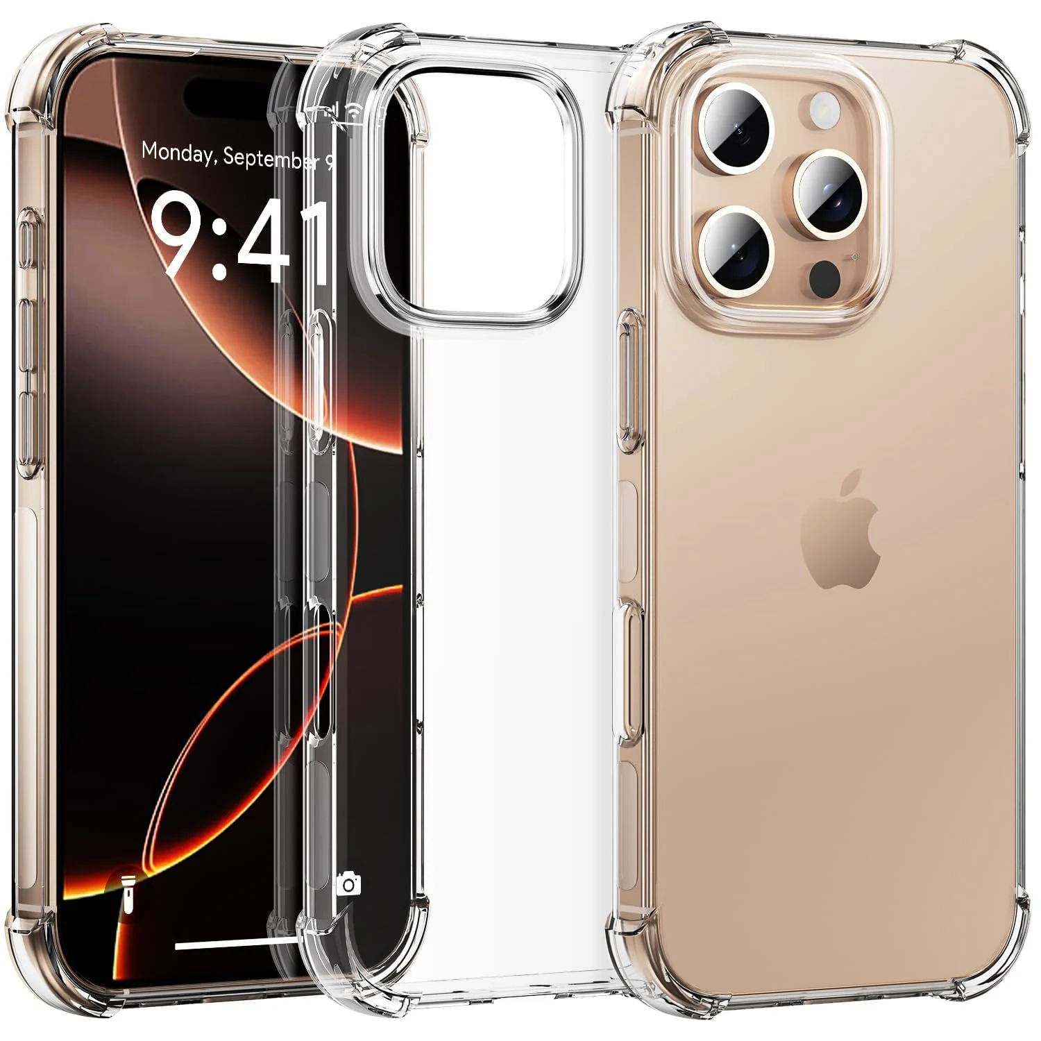 DL3 MOBILAK Case Compatible with iPhone 16 Pro, Cover Silicone Transparent TPU Gorilla Anti-shock Shockproof Corners - Clear