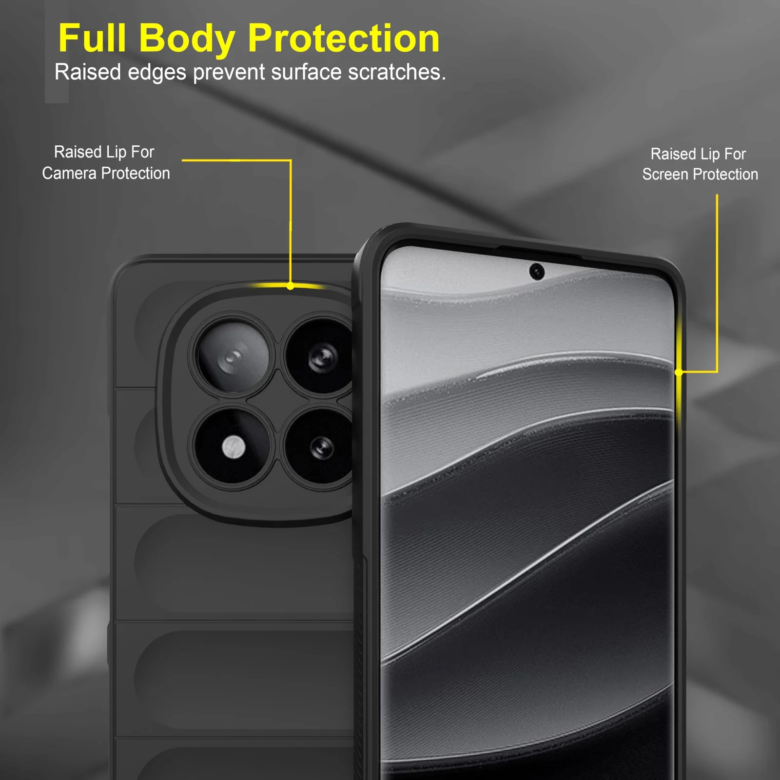 DL3 Mobilak Flexible Silicone and TPU Protective Case with Camera Protection for Xiaomi Redmi Note 14 Pro Plus 5G - Black