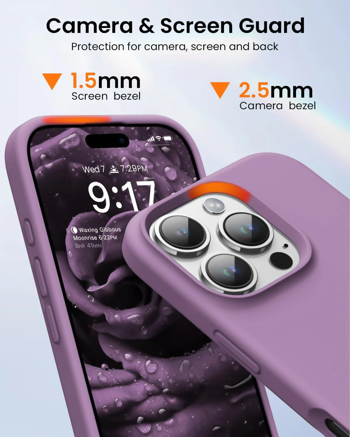 DL3 Mobilak Liquid Silicone Protective Case with Soft Microfiber Lining for iPhone 16 Pro - Lilac Purple