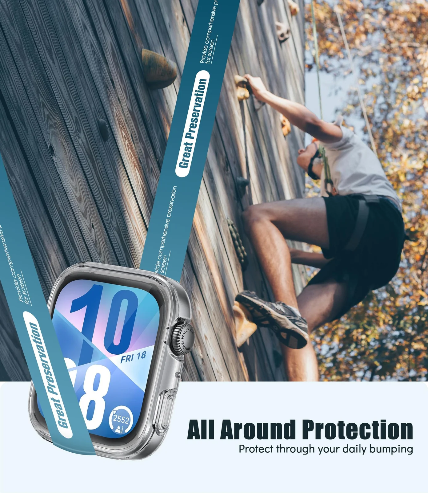 DL3 Mobilak Protective Case compatible with Huawei Watch Fit 4, All-around Flexible TPU Case with Built-in Screen Protector, Soft Frame & Shockproof Cover For Huawei Watch Fit 4 - Clear