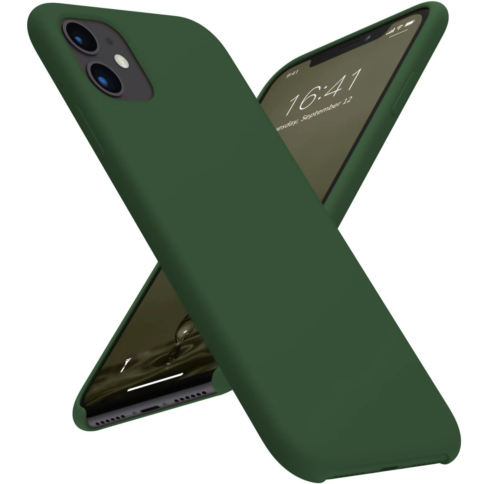 DL3 Mobilak Liquid Silicone Protective Case for iPhone 11 (6.1 Inch) with Camera Protection and Microfiber Lining - Green