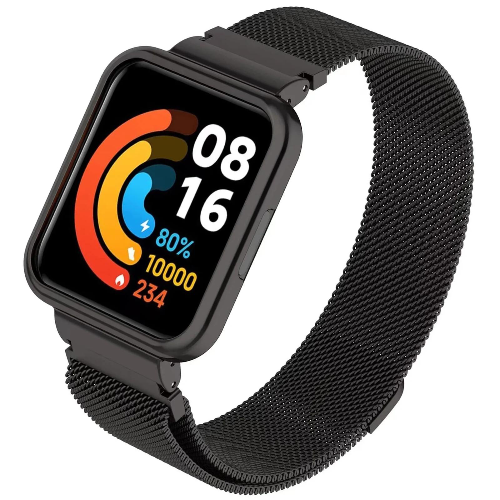 DL3 Mobilak Strap For Xiaomi Redmi Watch 2 Lite/Poco Watch/Redmi Watch 2 / Horloge 2, Magnetic Metal Stainless Steel Adjustable Wristbands Breathable Watch Band With Frame Metal - Black