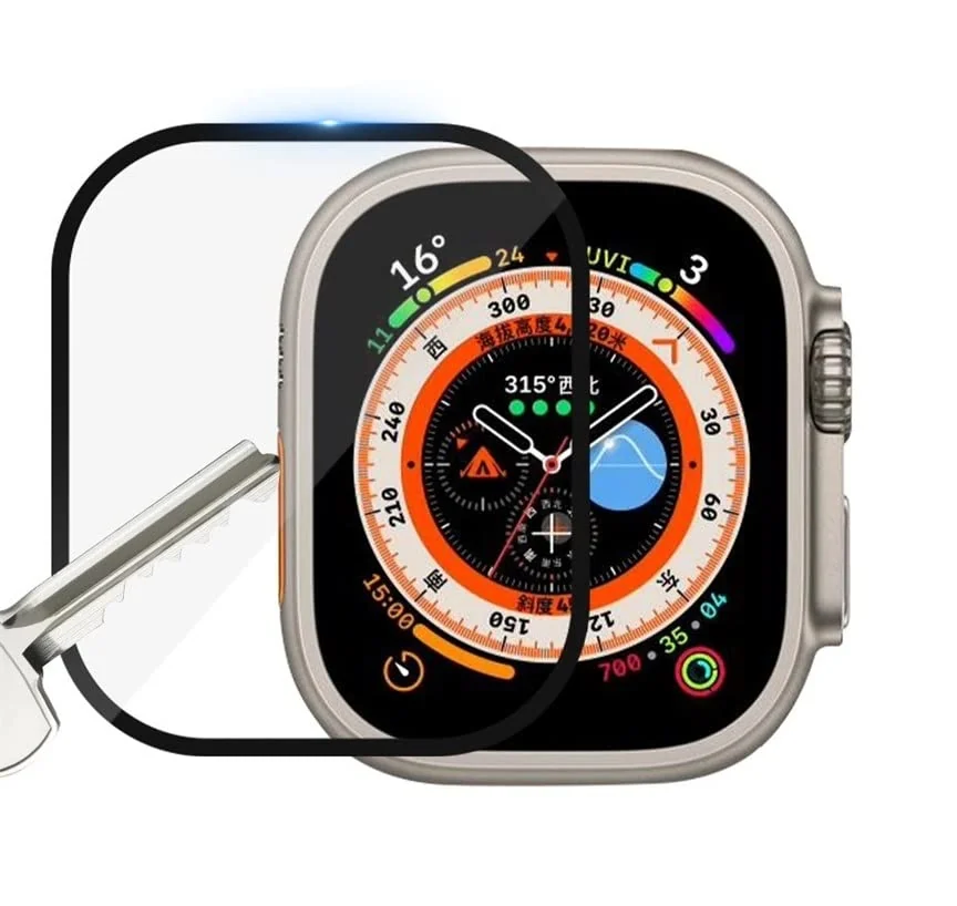 DL3 Mobilak (Tempered Glass Screen) Protector ForApple Watch Series 8 Ultra 49mm Soft Edge Protective Film [Anti-Scratch] [Bubble Free] [Ultra Shatterproof] [High Sensitive] (Tempered Glass) - Black