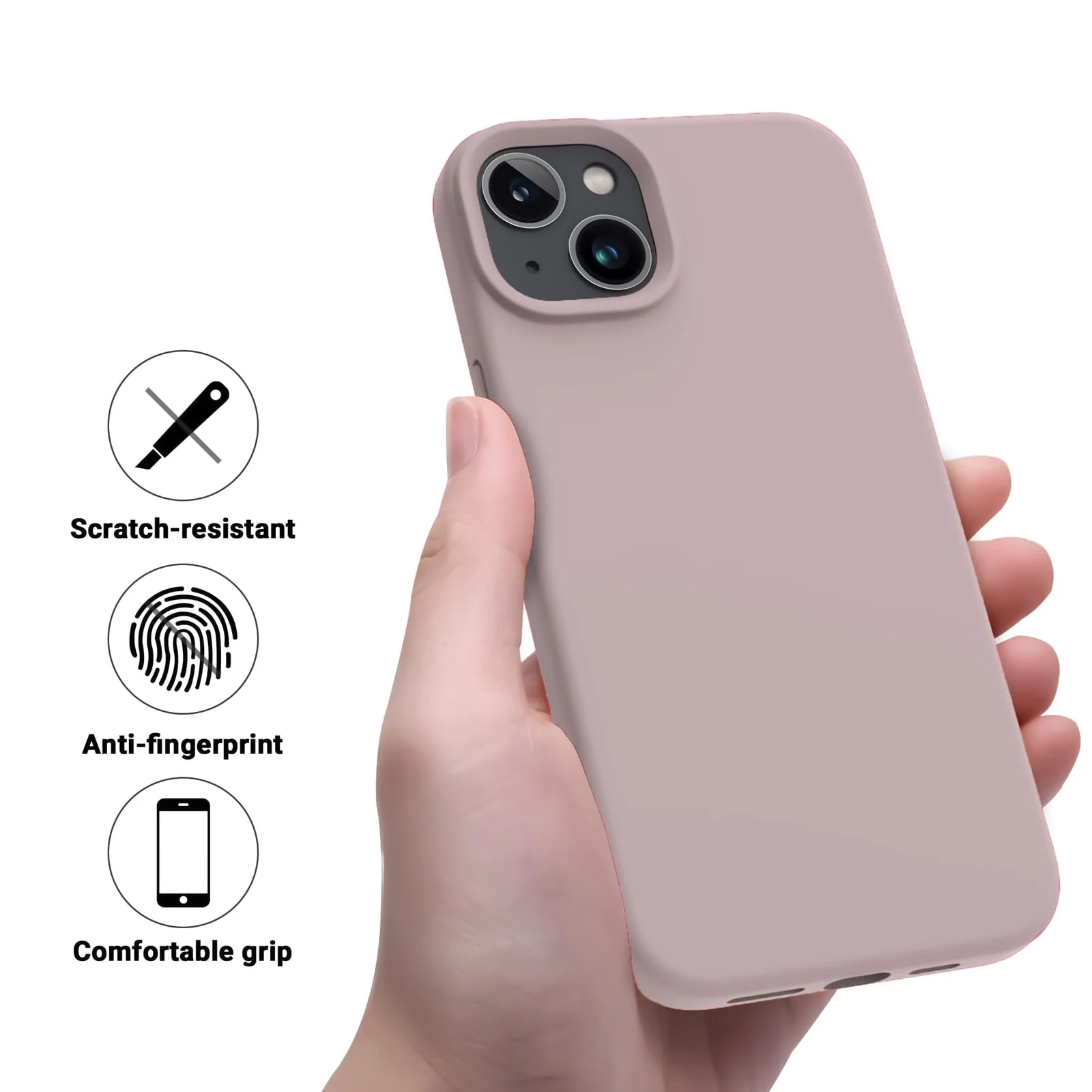 DL3 Mobilak Compatible with iPhone 13 / iPhone 14 (6.1 Inch) Case, Liquid Silicone Case, Full Body Protective Cover, Shockproof, Slim Phone Case, Anti-Scratch Soft Microfiber Lining - Pink Sand 2