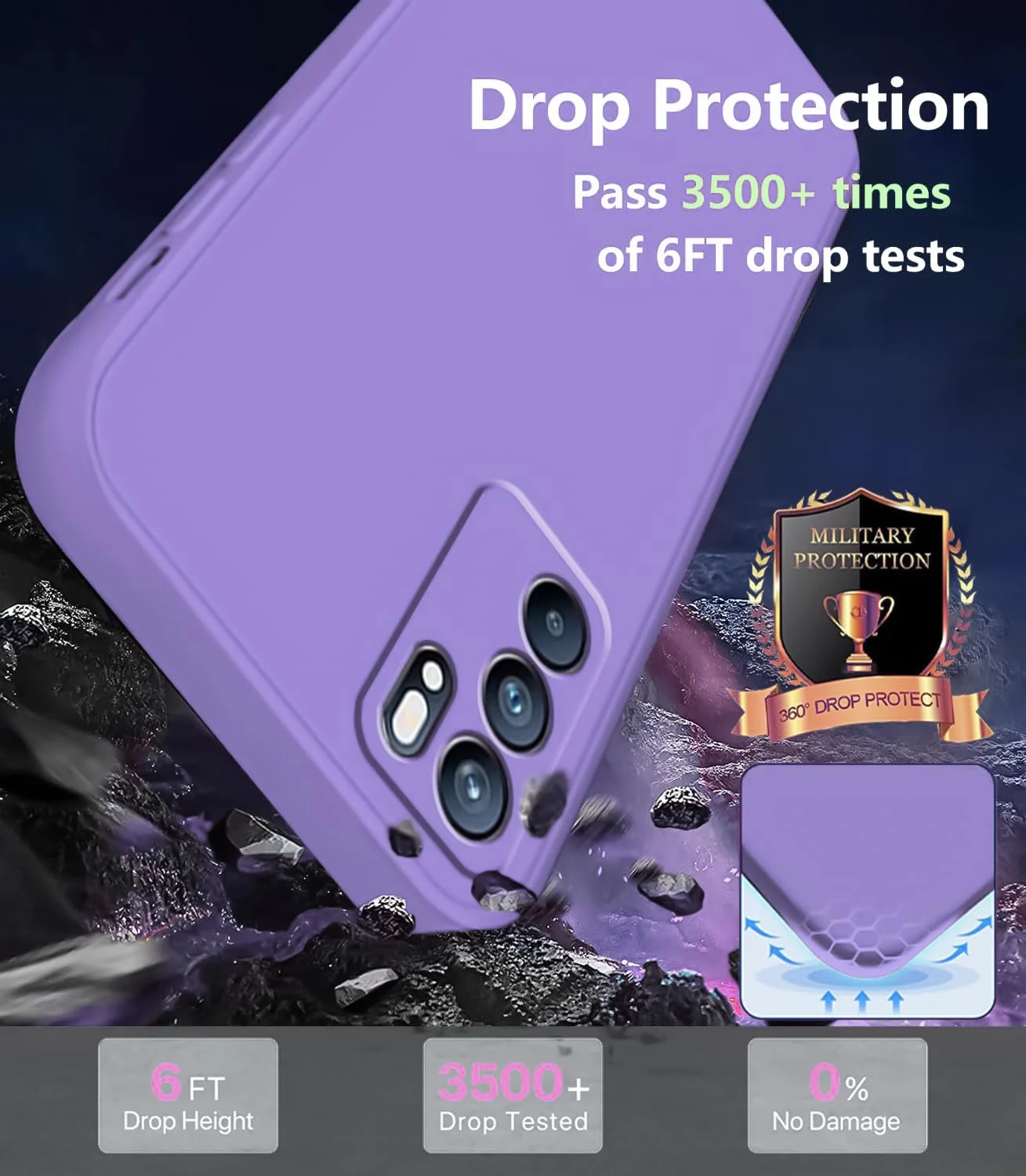DL3 Mobilak Liquid Silicone Protective Case with Soft Microfiber Lining with Full Camera Protection for OPPO Reno 6 5G - Light Purple