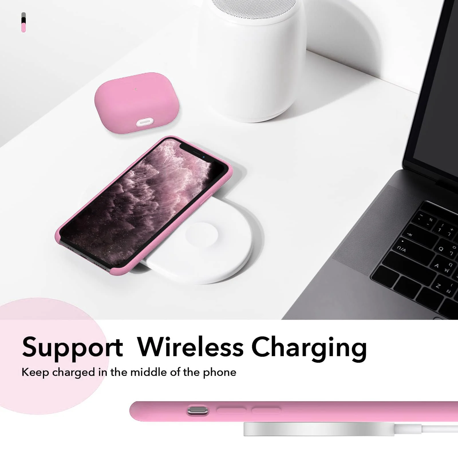 DL3 Mobilak Liquid Silicone Protective Case for iPhone 11 Pro Max (6.5 Inch) with Camera Protection and Microfiber Lining - Pink