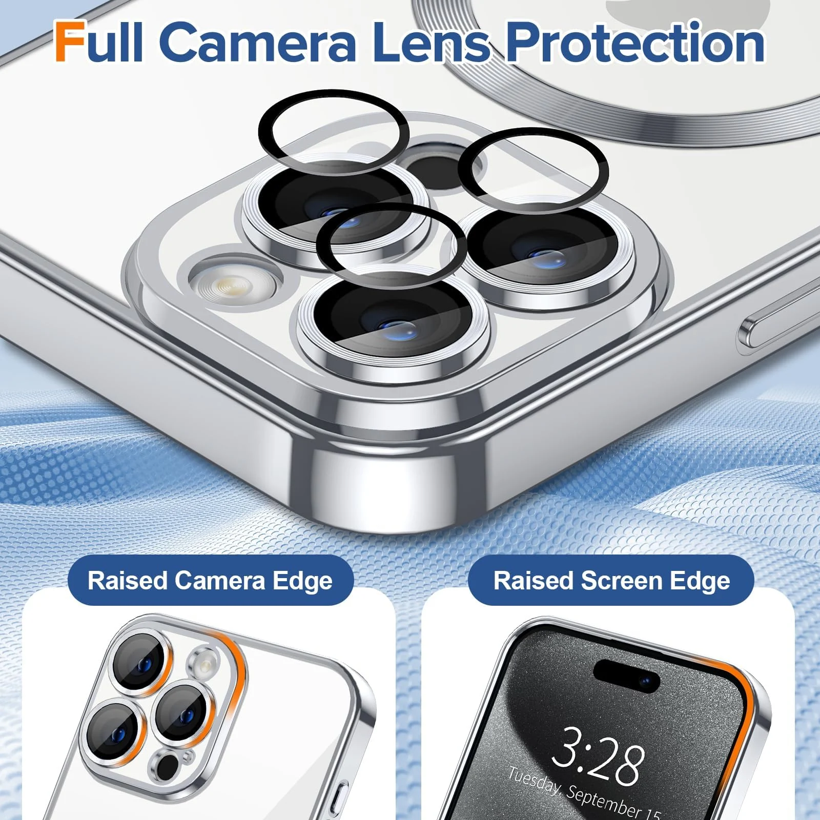 DL3 Mobilak Plated-Edge TPU Protective Case with Camera Protection for iPhone 11 Pro Max - Silver