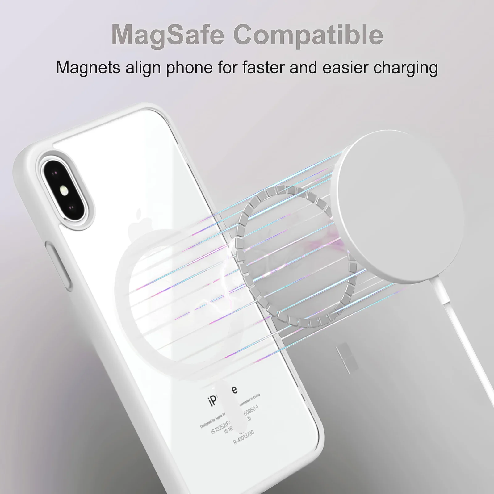 DL3 Mobilak Case Magnetic Crystal Clear for iPhone XS Max Case MagSafe [Not Yellowing] [Military Protection] [No.1 Strong Magnets] Slim Phone Case Thin Cover - White