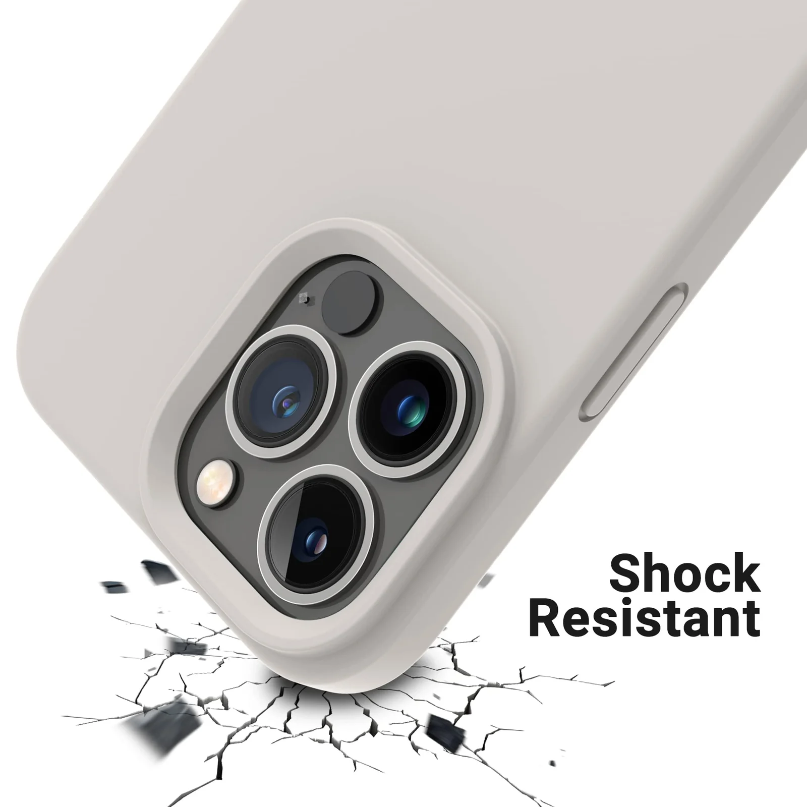 DL3 Mobilak Liquid Silicone Protective Case with Soft Microfiber Lining for iPhone 14 Pro Max (6.7 Inch) - Stone