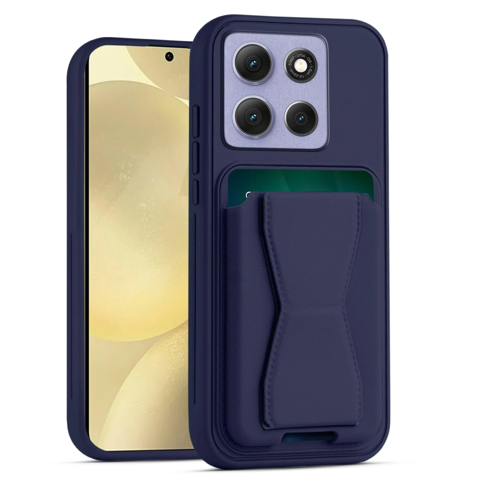 DL3 Mobilak Leather Wallet Case with Card Slot for Motarala Moto G86 / G86 Power 5G with Camera Protection and Shockproof Design - Blue