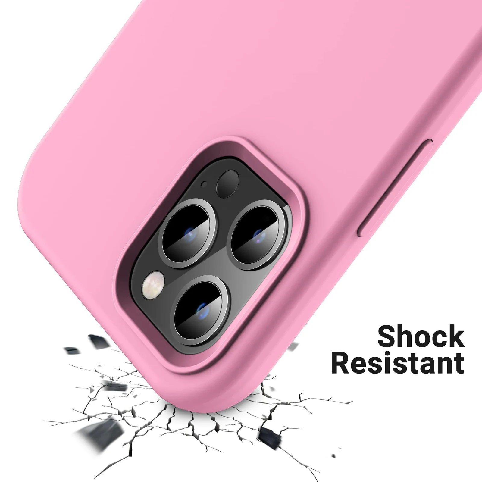 DL3 Mobilak Liquid Silicone Protective Case for iPhone 14 Pro Max (6.7 Inch) with Camera Protection and Microfiber Lining - Pink 3