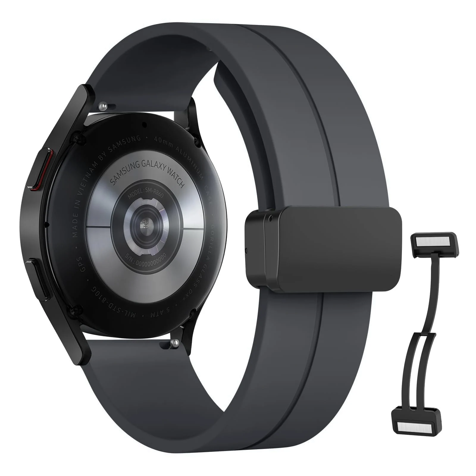 DL3 Mobilak 22MM Silicone Band Magnetic Clasp Strap For Xiaomi Redmi Watch 5 Active/5 Lite/Compatible with Samsung Galaxy Watch 46mm/Watch 3 45mm/Gear S3/Huawei watch (GT6 GT5 GT4 GT3 GT2 (Deep) - Deep Gray