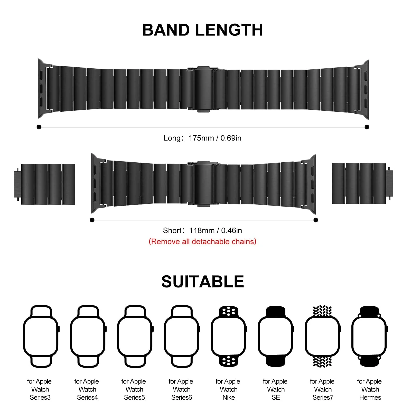 DL3 MOBILAK Band For Apple Watch Ultra Band 49mm 45mm 44mm 42mm 41mm 40mm 38mm, Metal Stainless Steel Strap for Apple Watch Series 8 Ultra 7 6 5 4 3 2 1 Se (42MM/44MM/45MM/49MM) - B.Black