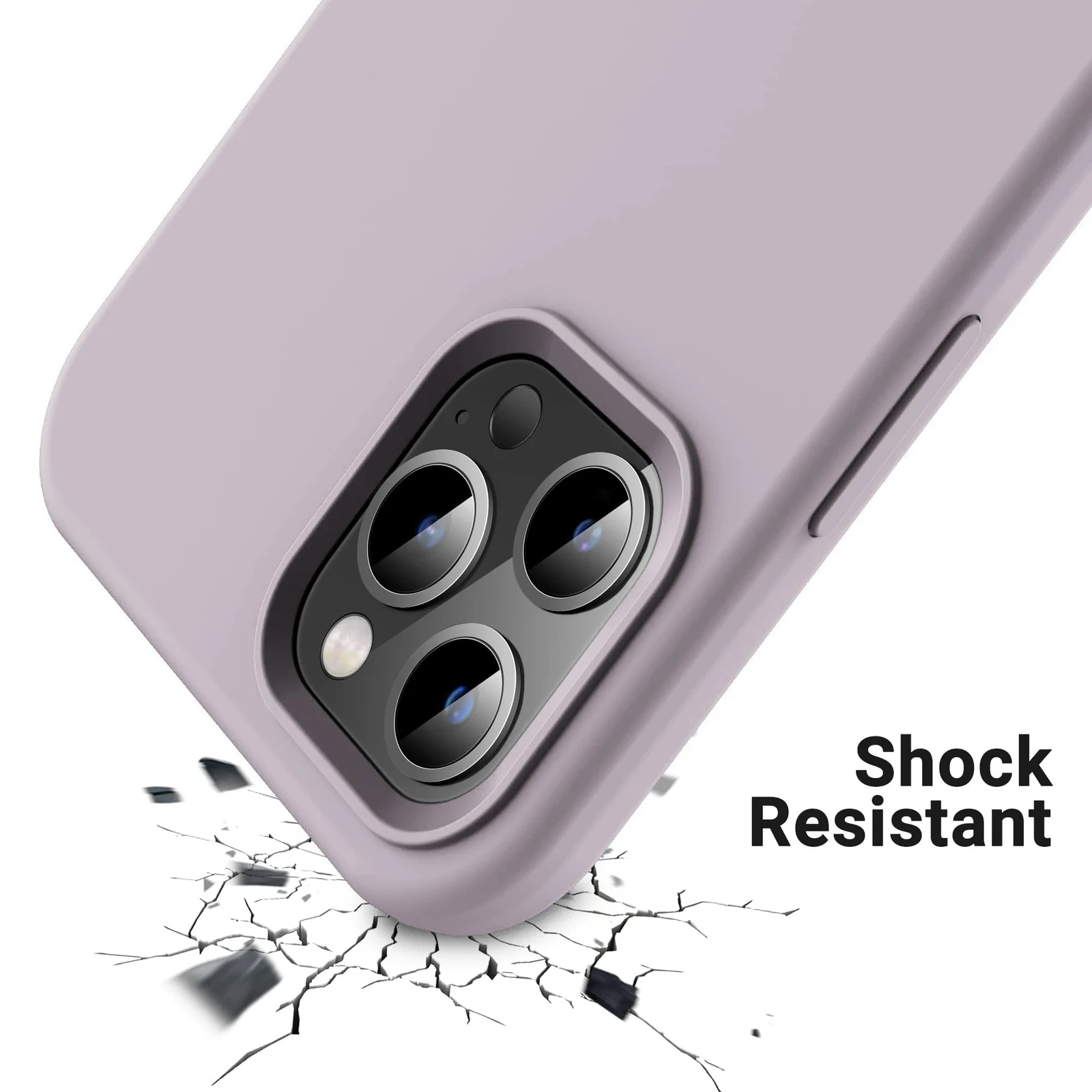 DL3 Mobilak Liquid Silicone Case for iPhone 13 Pro Max (6.7 Inch), Shock-absorbing protection, Scratch-resistant surface, Soft microfiber lining - Lavender Pink