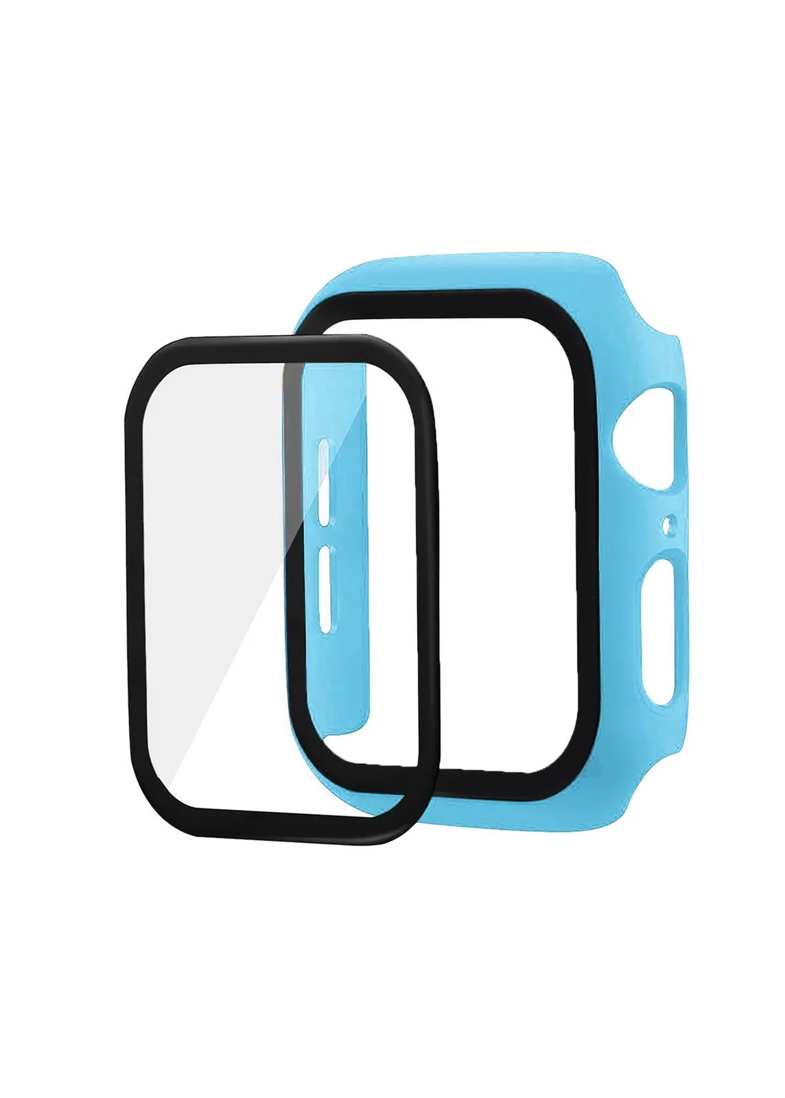 DL3 Mobilak Band with Case Compatible with Apple Watch 45mm, Adjustable Silicone Sport Wristband Replacement, Strap With Cover Built-in Glass Screen Protector for iWatch Series 9 8 7 - Baby Blue