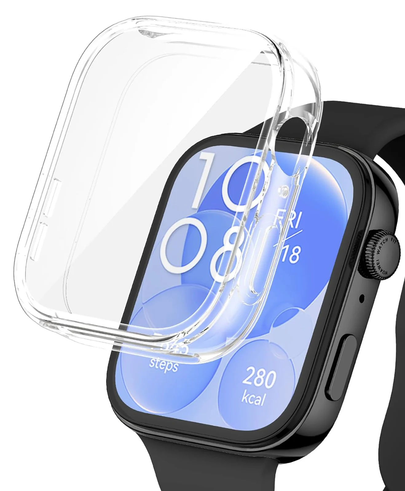 DL3 Mobilak Case Compatible with Huawei Watch Fit 3 Case All-Around with Built-in Screen Protector Watch Soft TPU Shockproof Cover Slim Guard Thin Bumper Shell Protector - Clear