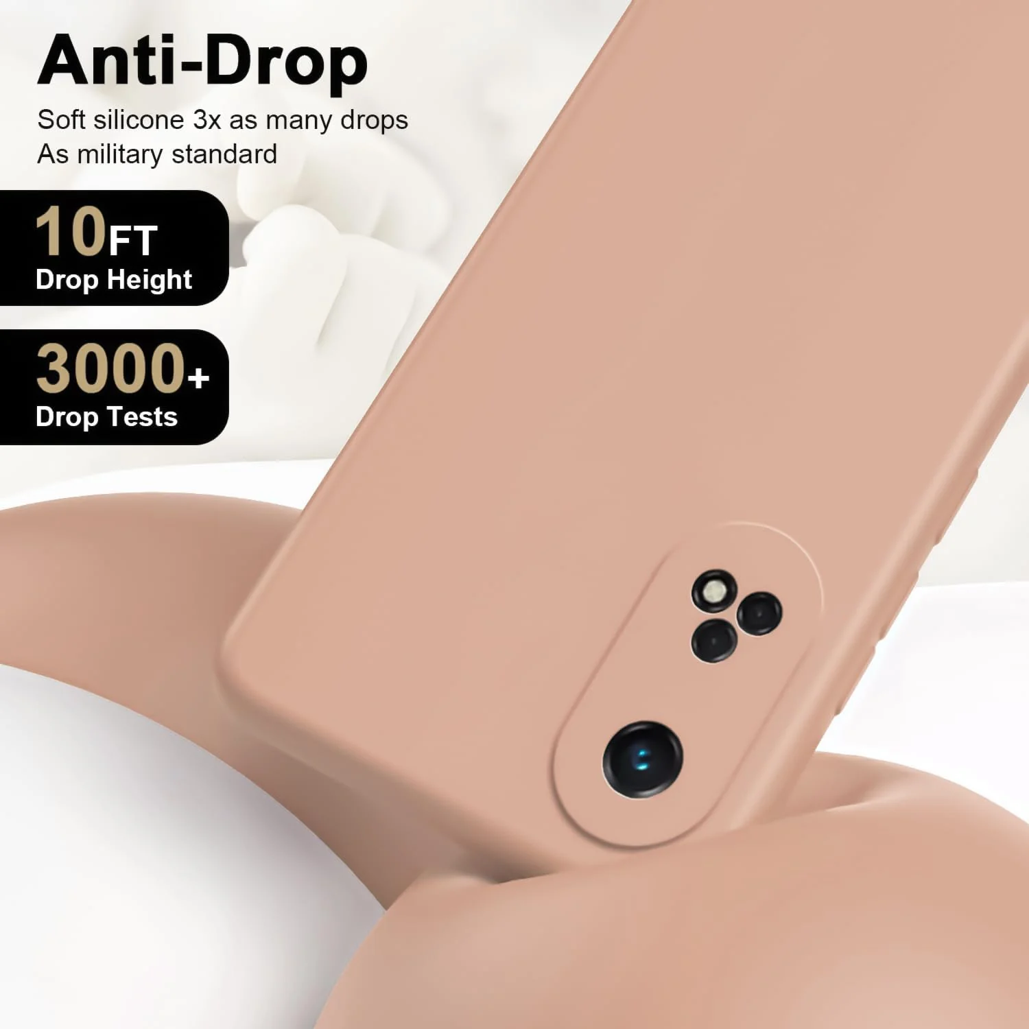 DL3 Mobilak Silicone Protective Case for OPPO Reno 8T 4G (Not 5G), Shock-absorbing protection, Scratch-resistant surface, Soft microfiber lining - Light Orange