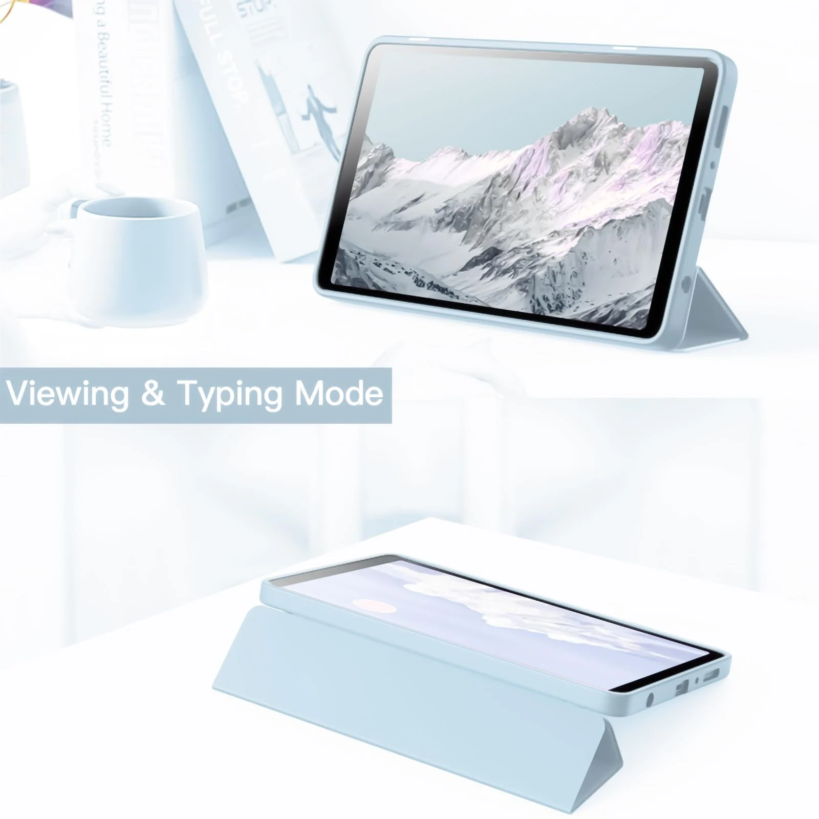 DL3 Mobilak Samsung Galaxy Tab A9 Cover Case 8.7 inch Tablet Cover [SM-X110/X115/X117] Case with Pen Holder, Soft TPU Back Trifold Stand Protective Smart Cover Flip, Auto Wake & Sleep - Sky Blue