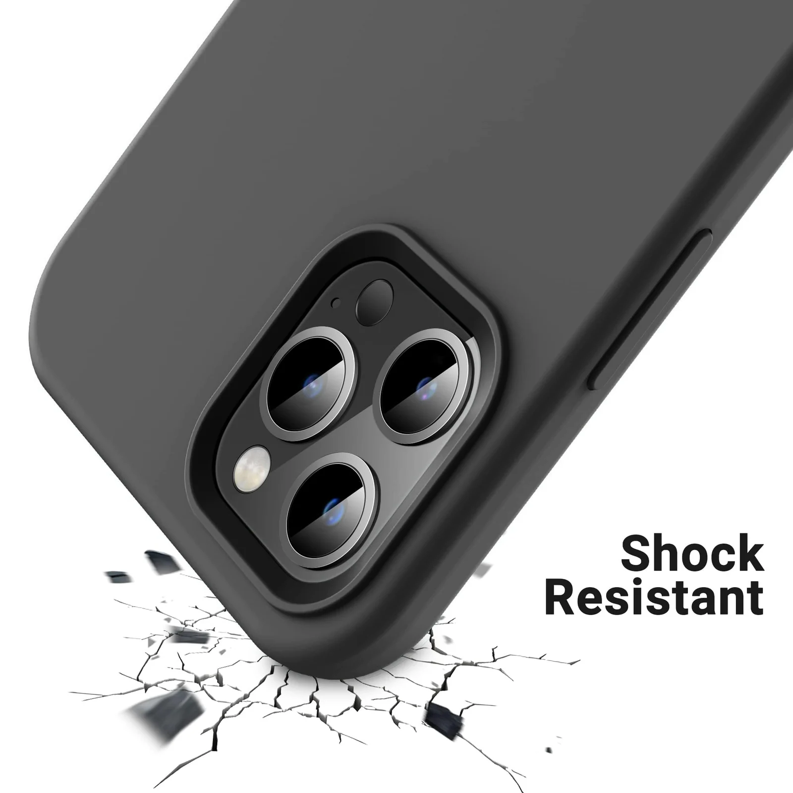DL3 Mobilak Liquid Silicone Case for iPhone 14 Pro (6.1 Inch), Shock-absorbing protection, Scratch-resistant surface, Soft microfiber lining - Gray