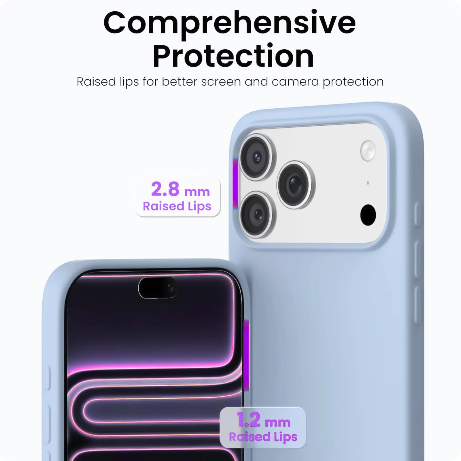 DL3 Mobilak Liquid Silicone Protective Case with Soft Microfiber Lining for iPhone 17 Pro Max 6.9-Inch - Sky Blue