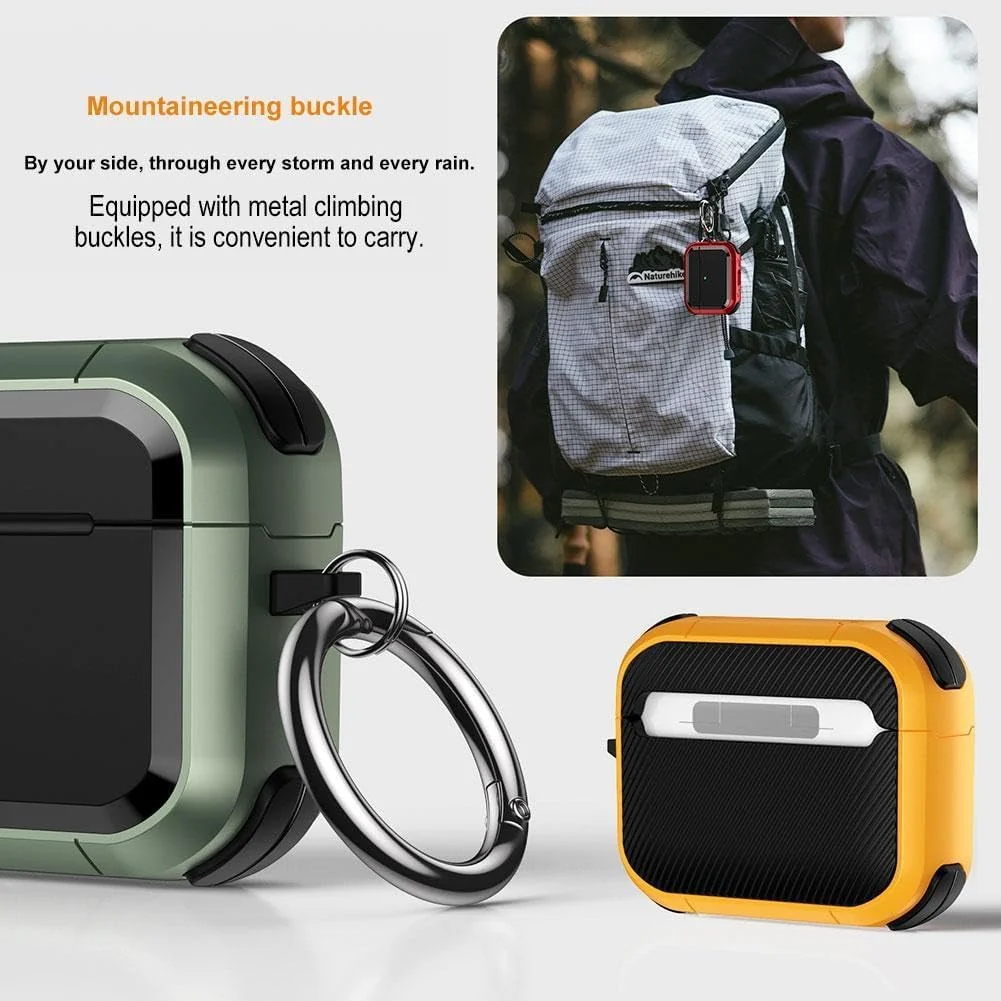 DL3 Mobilak for AirPods Pro 1/2 Case Cover, Military TPU Full Body Protective Case Shockproof for Apple AirPod Pro 2nd/1st Generation Wireless Charging Case with Carabiner Designed - Black