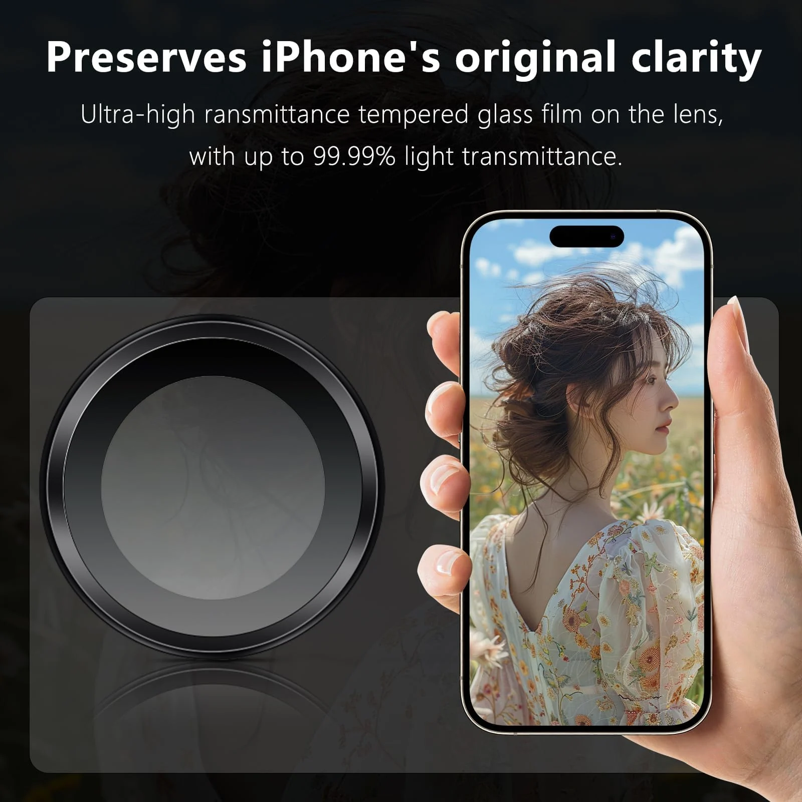 DL3 Mobilak Camera Lens Protector for iPhone 17 Accessories, 9H Tempered Glass Metal Individual Ring Camera Cover Screen Protector, Case Friendly, Anti Scratch - Black